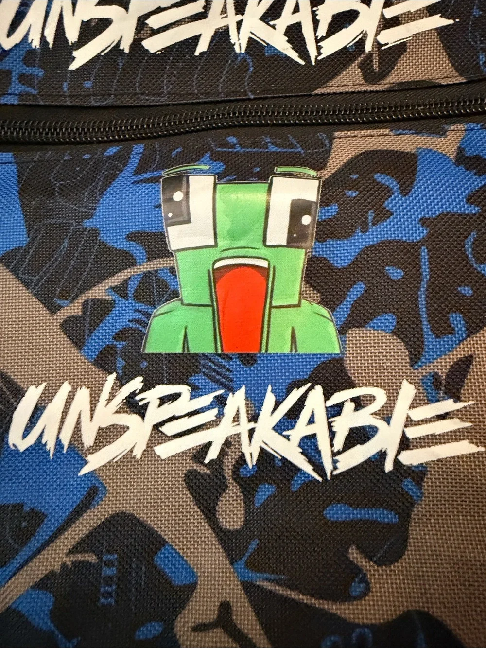 Unspeakable Blue Camo Crossbody Bag | Minecraft Frog Graphic | Kids Gamer Bag